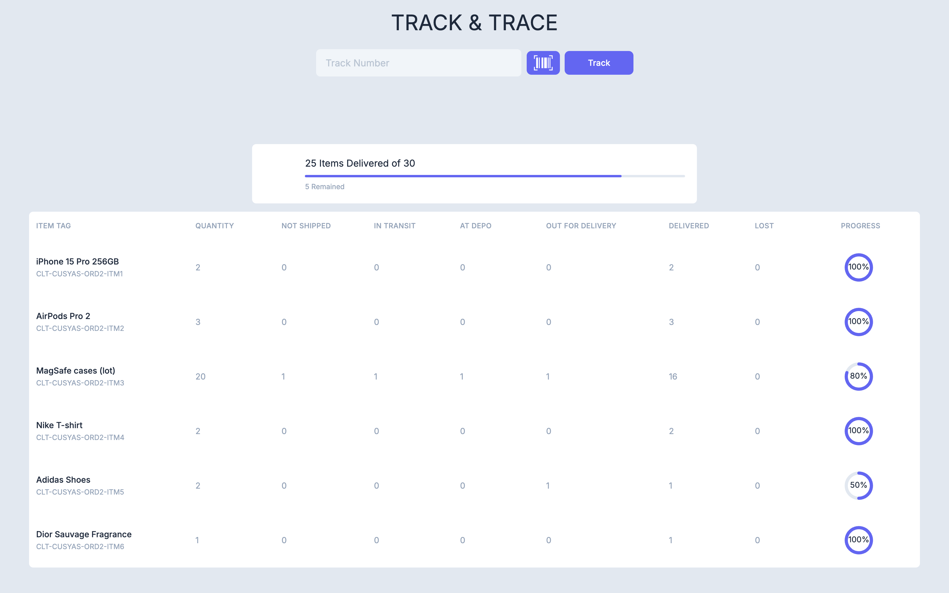 Live order tracking